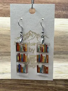 Acrylic Book Earrings - Long Rectangle