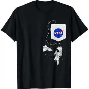 NASA Pocket Astronaut Space Shuttle in Space T-Shirt T-Shirt  Graphic tees