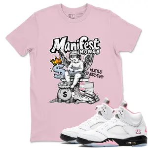 Unisex T-shirt To Match Sneakers Jordan 5 35th Anniversary - Manifest Money. 100% Cotton for Casual Wear. Comfortable Summer Unisex T-Shirt to match Jordan Sneaker. Streetwear Style. urban outfitters