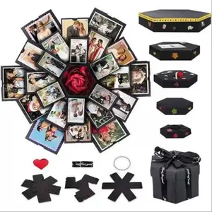 DIY Explosion Gift Box Pre-Assembled Surprise Photo Album Pop-Up Love Box, Includes Scrapbook Accessories, Creative Wedding Memorial Gift Gift Box Set