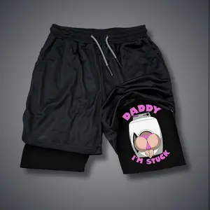 Sexy Clothing 80s 90s Double-Layer Sports Shorts Graphic Shorts Black Camo Streetwear Shorts Men Outfits Men Vacation Outfits Shorts