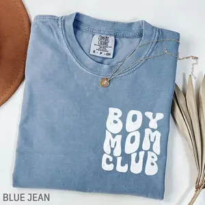 Comfort Colors Boy Moms Club T-shirt, cute boy mama tee, perfect for pregnancy announcements, mom life, Mother’s Day, or as a thoughtful gift for moms.