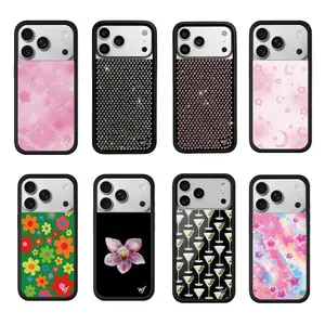Wildflower New Flash Diamond Orchid Phone Case For iPhone 17 Pro Max 12 13 14 15 16 Plus Cover 3D WF Cute Cherry Cartoon Case Tough Artistic Cat