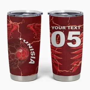 Custom Tunisia Football Tumbler Cup Eagle Cracked Texture Athletic