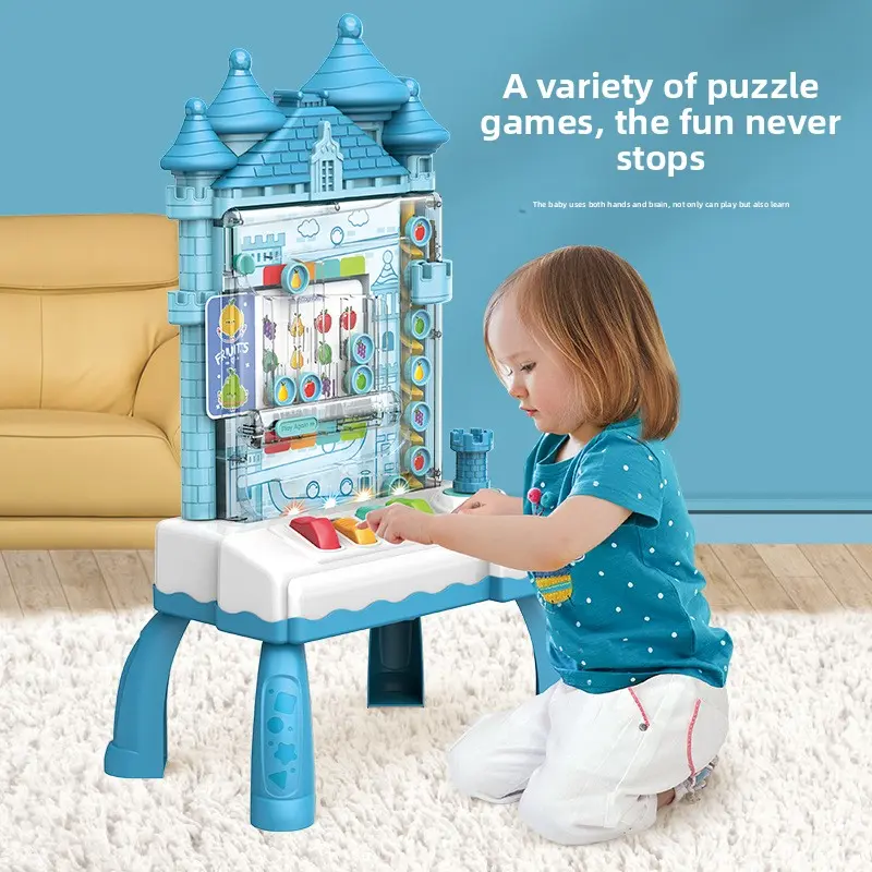 Early Education Educational Castle Challenge Bean Catching Machine Electric Ball Catching Machine Coin Rolling Game Machine Children's Toy Suitable for 3-8 Years Old Children's Gift
