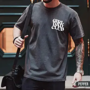 Mens Graphic Tee Girl Dad Club Print Casual Design T Shirt Streetwear Style Crewneck Short Sleeve Soft Cotton Breathable Comfortable Fit Relaxed Fit Daily Wear Fathers Day Pregnancy Announcement Trendy Aesthetic Fashion Top