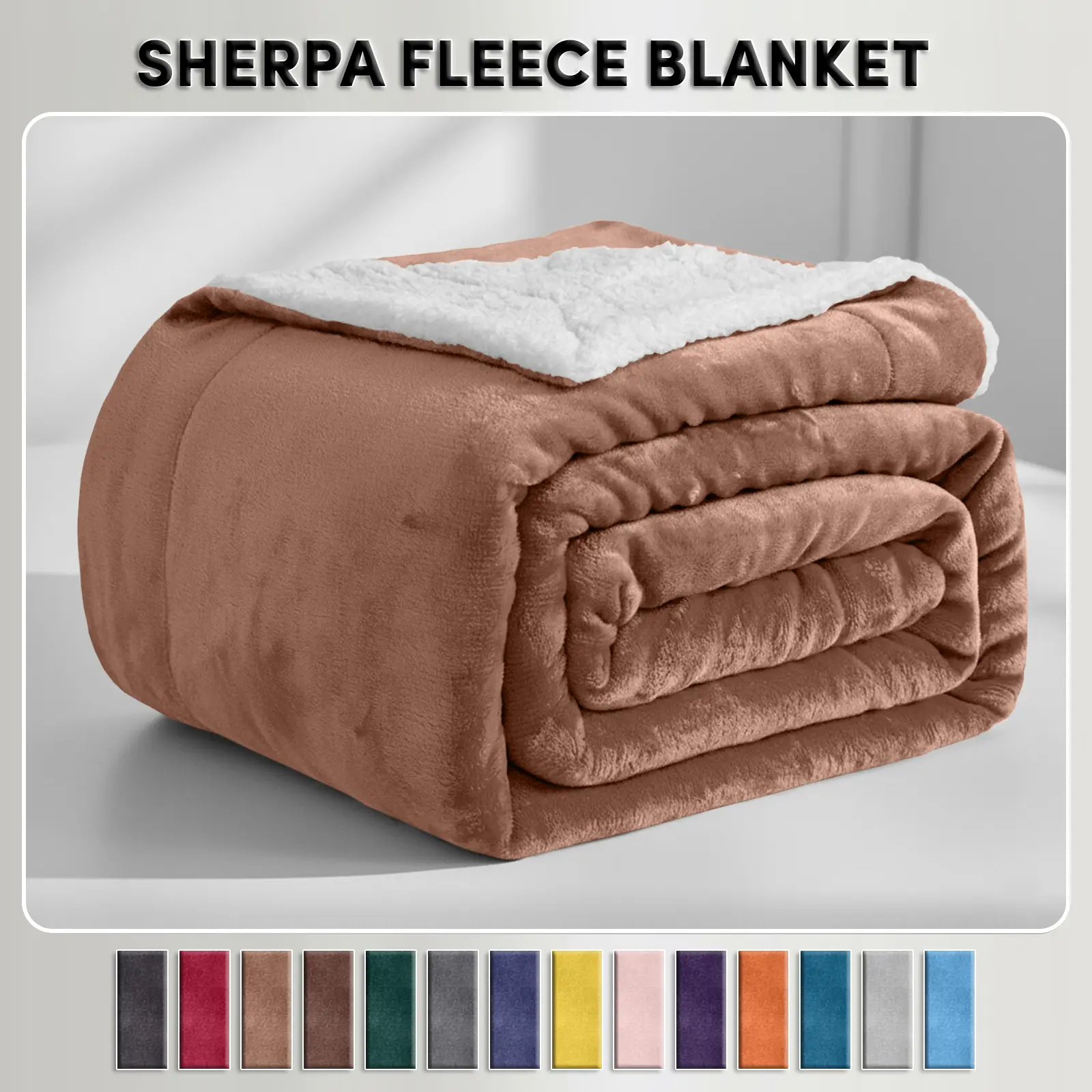 Soft Sherpa Fleece Throw Blankets - Dual-Layer Design with 230 GSM Fleece, 180 GSM Sherpa for Lightweight Warmth, Ideal for Relaxing Nights, Bed Layering; Available in Twin, Queen, King, Throw Sizes
