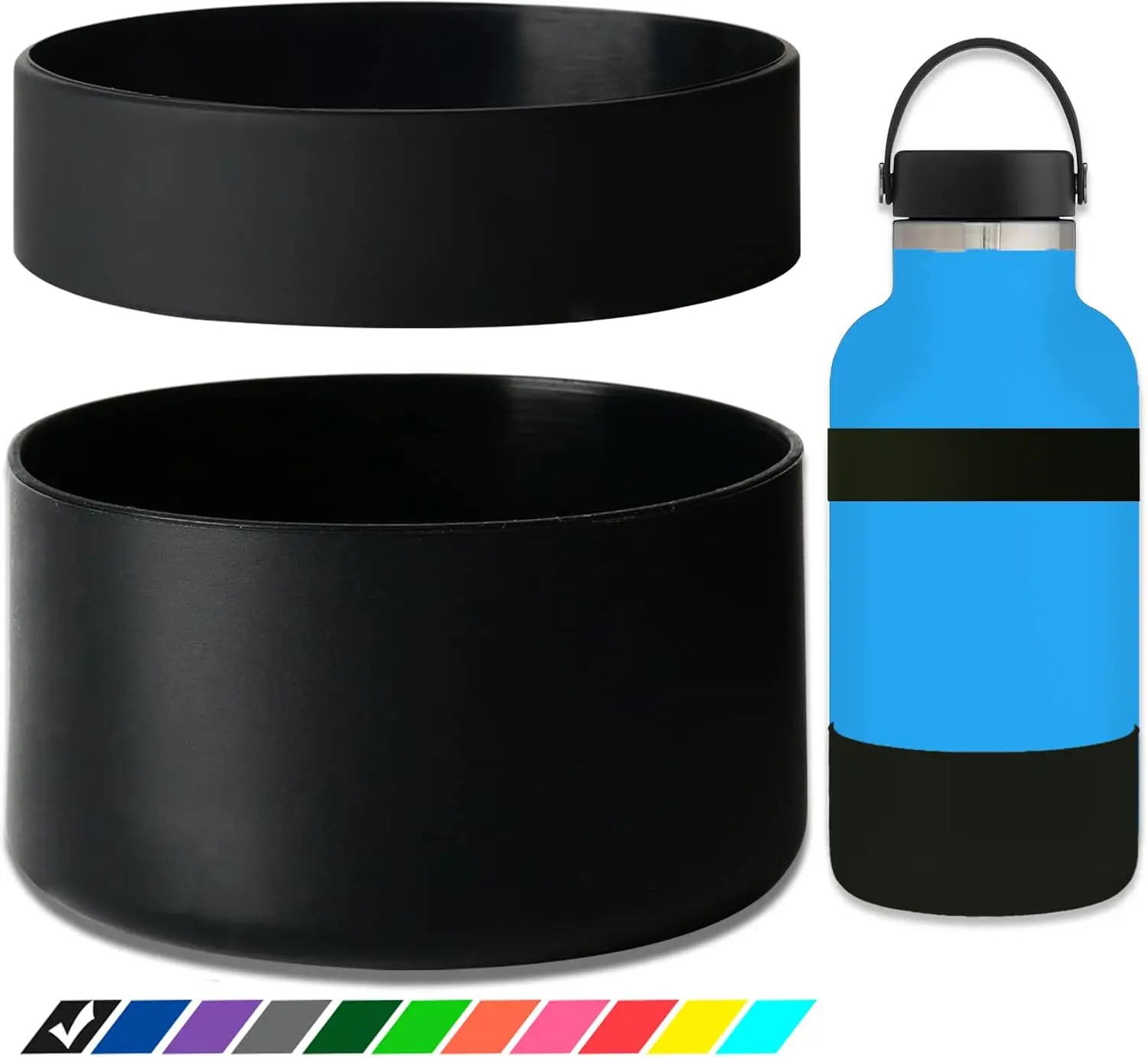 Double Protective Water Bottle Boot Compatible with Hydro Flask, Silicone Flex Boot Compatible with Hydroflask Boot, Universal Anti-Slip Bottle Sleeve, 3 Sizes to ChooseGift.