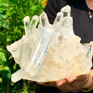 Natural Raw Transparent White Quartz Healing Crystal Cluster