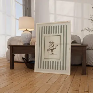 Whimsical Cowboy Cat Print – Vintage Western Wall Art, Sage Green Coastal Decor for Living Room, Bedroom or Nursery