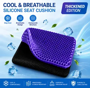 Extra-Thick Purple Gel Seat Cushion with Non-Slip Cover, Large Honeycomb Breathable Pad (16.54x14.17x1.4 in) for Office Chair & Car, Mother Day Gift Ideas for Wheelchair Users