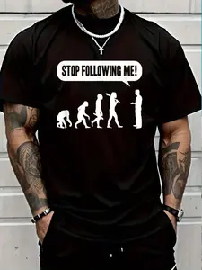 100% Cotton Funny Stop Following Me Evolution Monkey Ape Human Darwin T-Shirt Women's Men's Graphic Tee Crew Neck summer vacation Tops