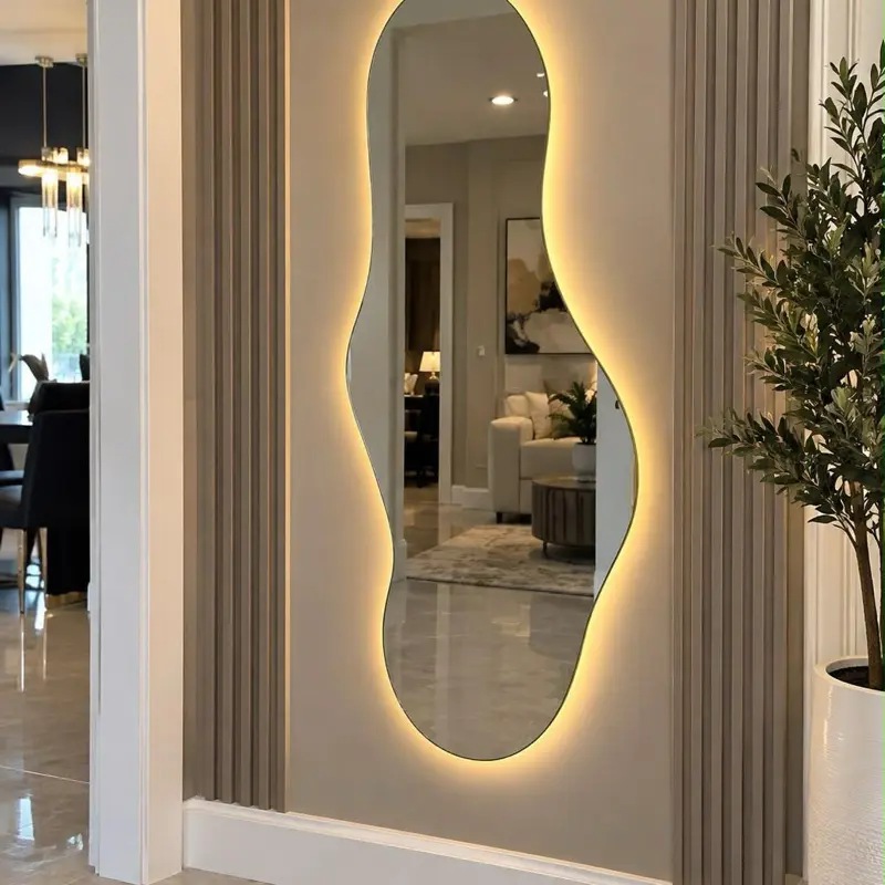 Modern LED Mirror with Wave-Form Design