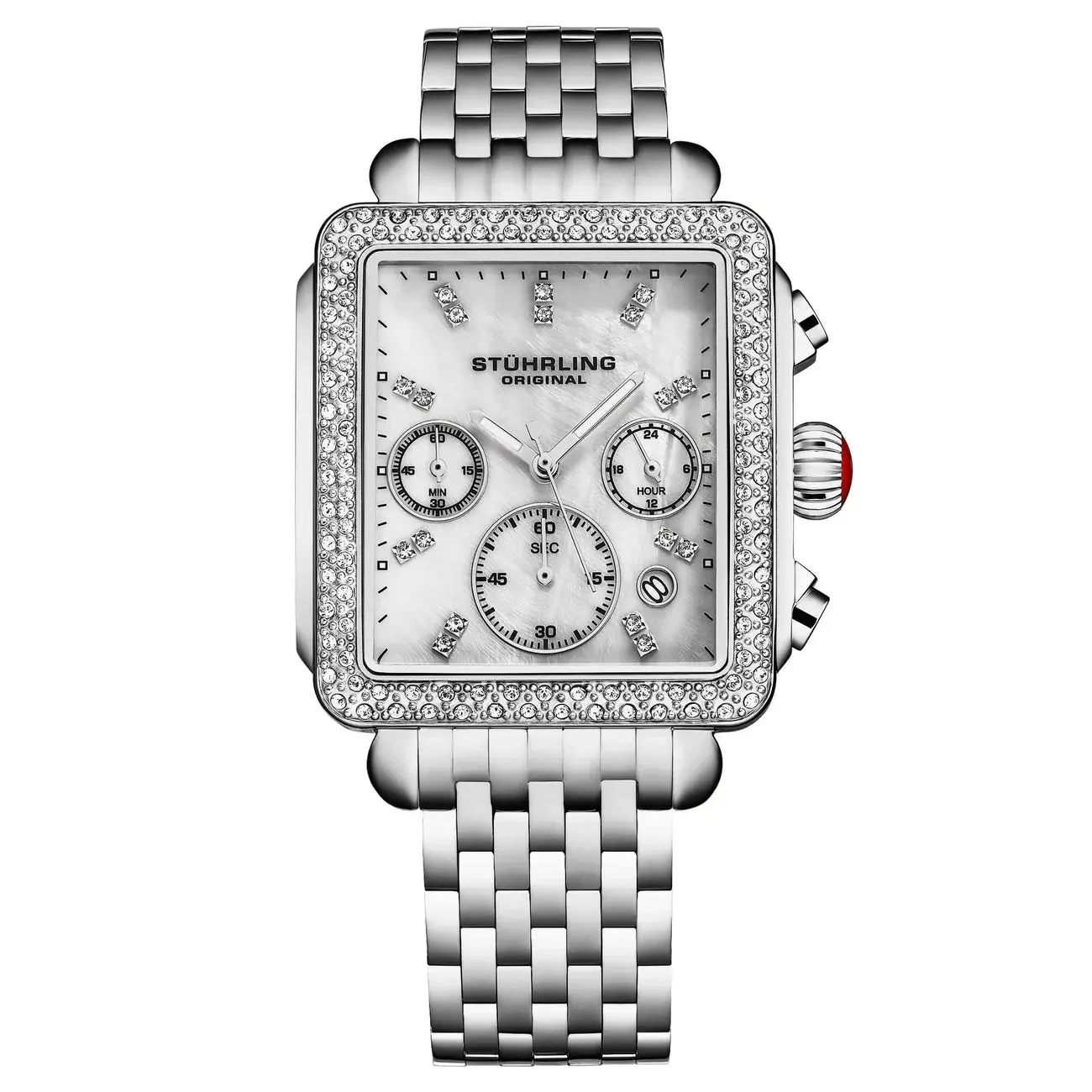 Stuhrling Womens Bezel Chronograph Watch with Mother of Pearl Dial