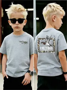 Boys' outdoor bird pattern, SITKA HEYBO printed summer boys' short-sleeve T-shirt, round neck regular fit sports casual shirt, machine washable, suitable for holiday parties, can be used as a holiday or birthday gift, ideal for boys to wear comfortably in