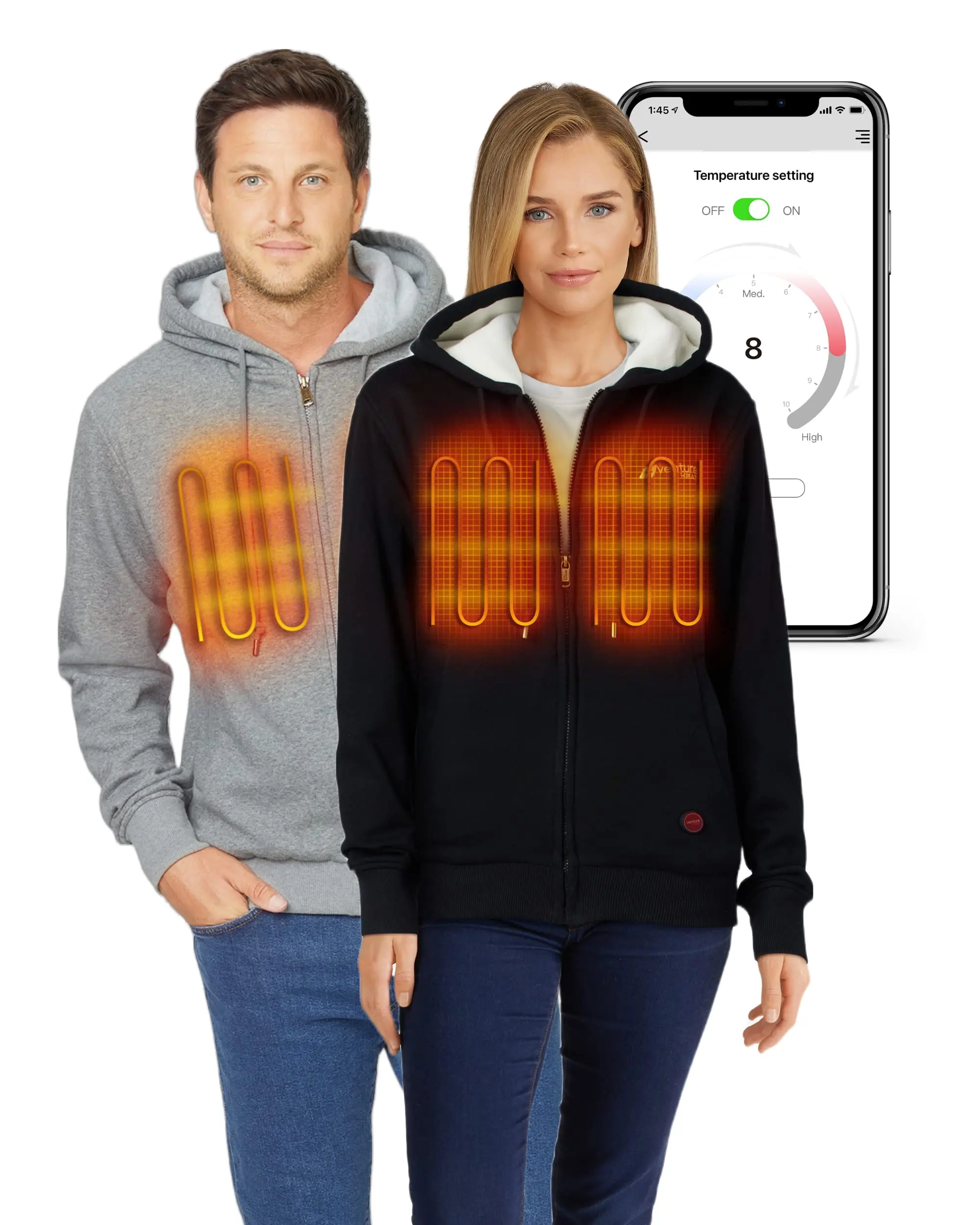 Heated Hoodie for Unisex  with Battery Pack Included - App Control Sweatshirt Sweater 7.4V