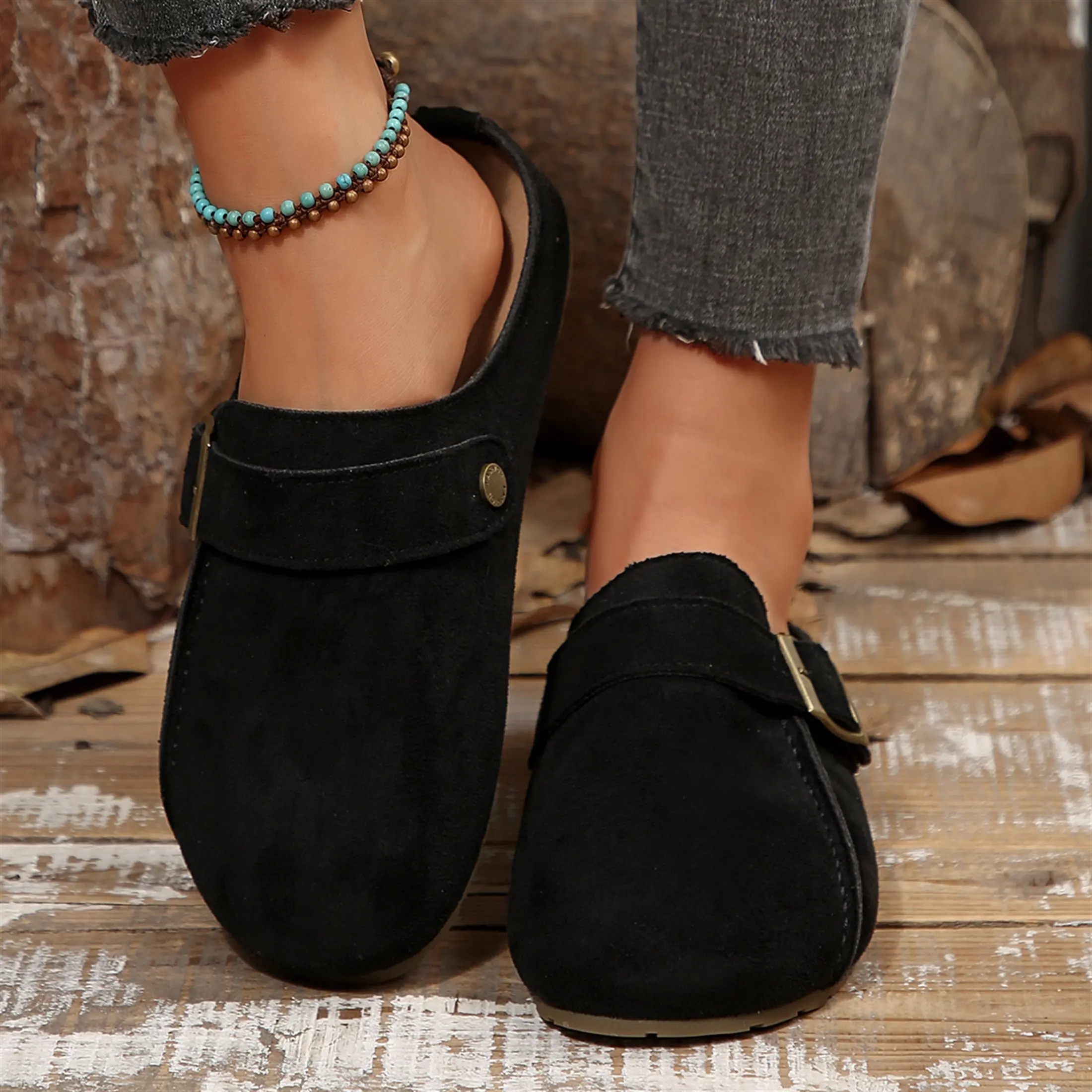 Women's Slippers Soft Cork Comfortable Footbed Adjustable Buckle Slippers House Sandals Indoor Outdoor