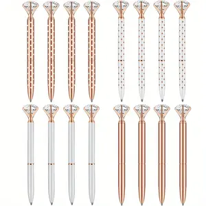 12 Pcs Diamond Ballpoint Pen, Big Crystal Bling Metal Ballpoint Pen, Office and School Supplies, for Women Girls Gift