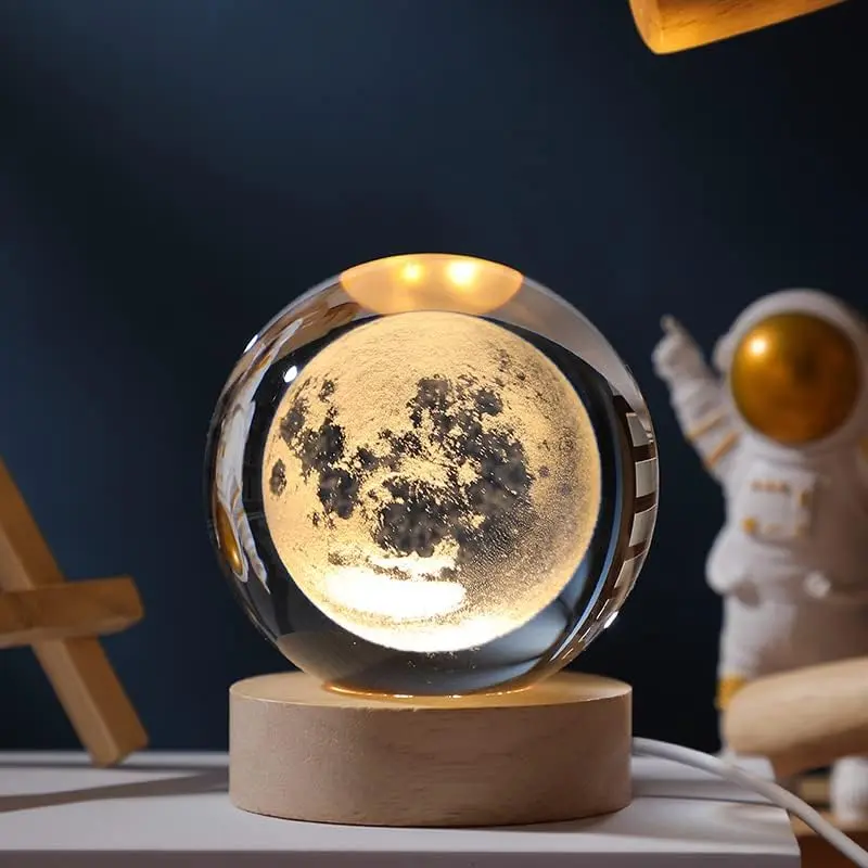 3D Crystal Ball 60mm Universe Gifts with Laser Engraved Model Astronomy Decor Solar System, Milky Way, Saturn, Moon, Gift for Kids, Physics Enthusiasts, and Space Model Collectors,night lights for adults gift set for men crystal ball universe gift