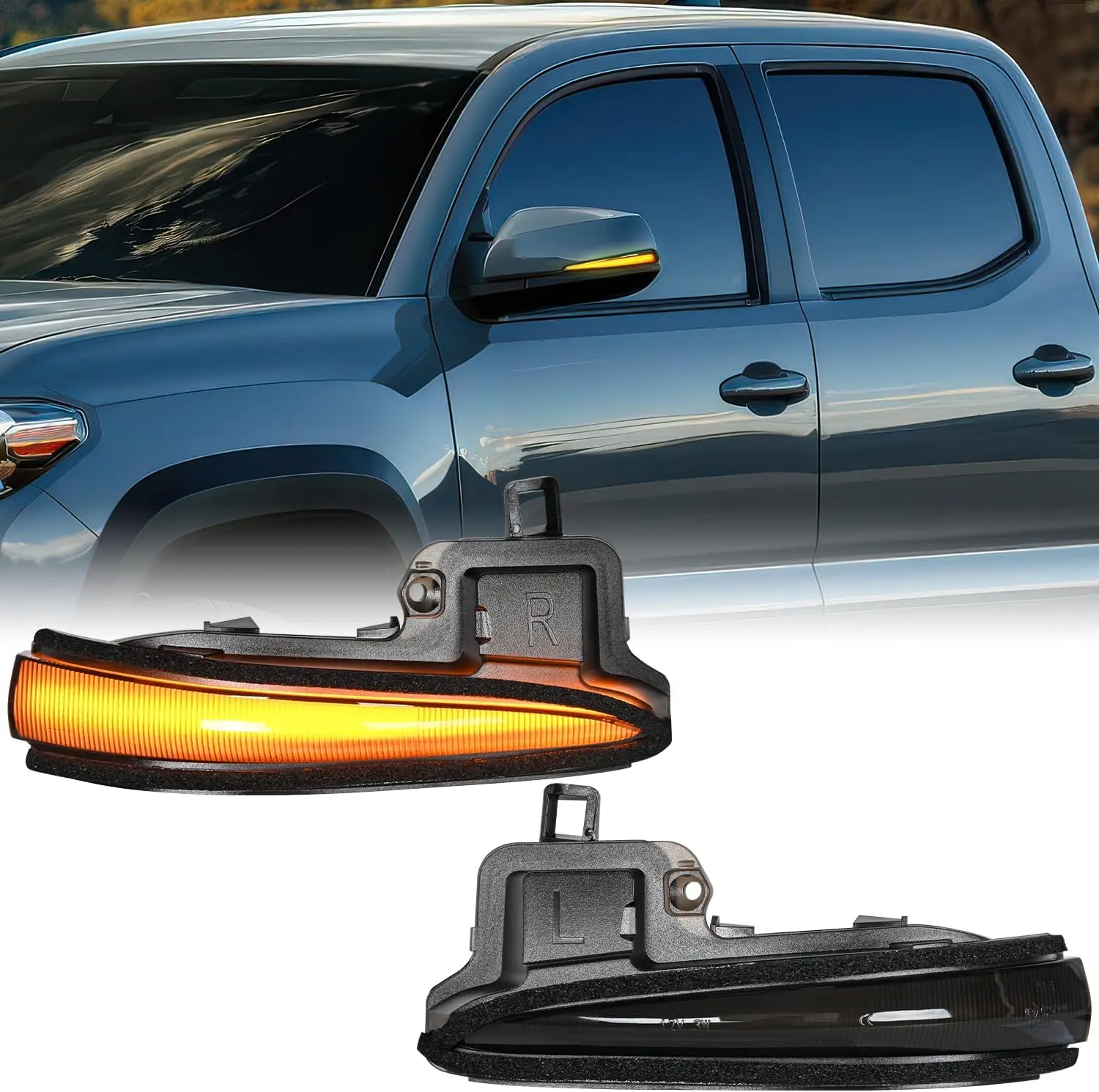 High Quality Sequential Amber LED Side Mirror Marker Lights - Smoked Lens, Plug-and-Play, Waterproof, Left & Right Turn Signals for Pickups/SUVs, Automotive Decorative Light Accessories