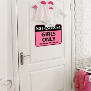 No Trespassing Sign, Girls Only Letter Pattern Sticker, Door Hanging Sign, Removable Self Adhesive Wall Decor for Home Office, Home Decor Supplies, Signage, Room Decor, Decoration Items, Novelty Decor, Girl Room Accessories, Home Decor Products