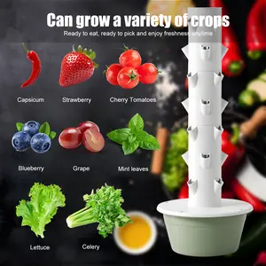 Indoor Hydroponics Growing System Hydroponic Tower, Hydroponic Growing Tower with Tank, Indoor Hydroponics Growing System, Hydroponics Growing System Kit Tower, Vegetables Vertical Planter Tower Garden Kit, 5/7 Layers, 20/28 Holes