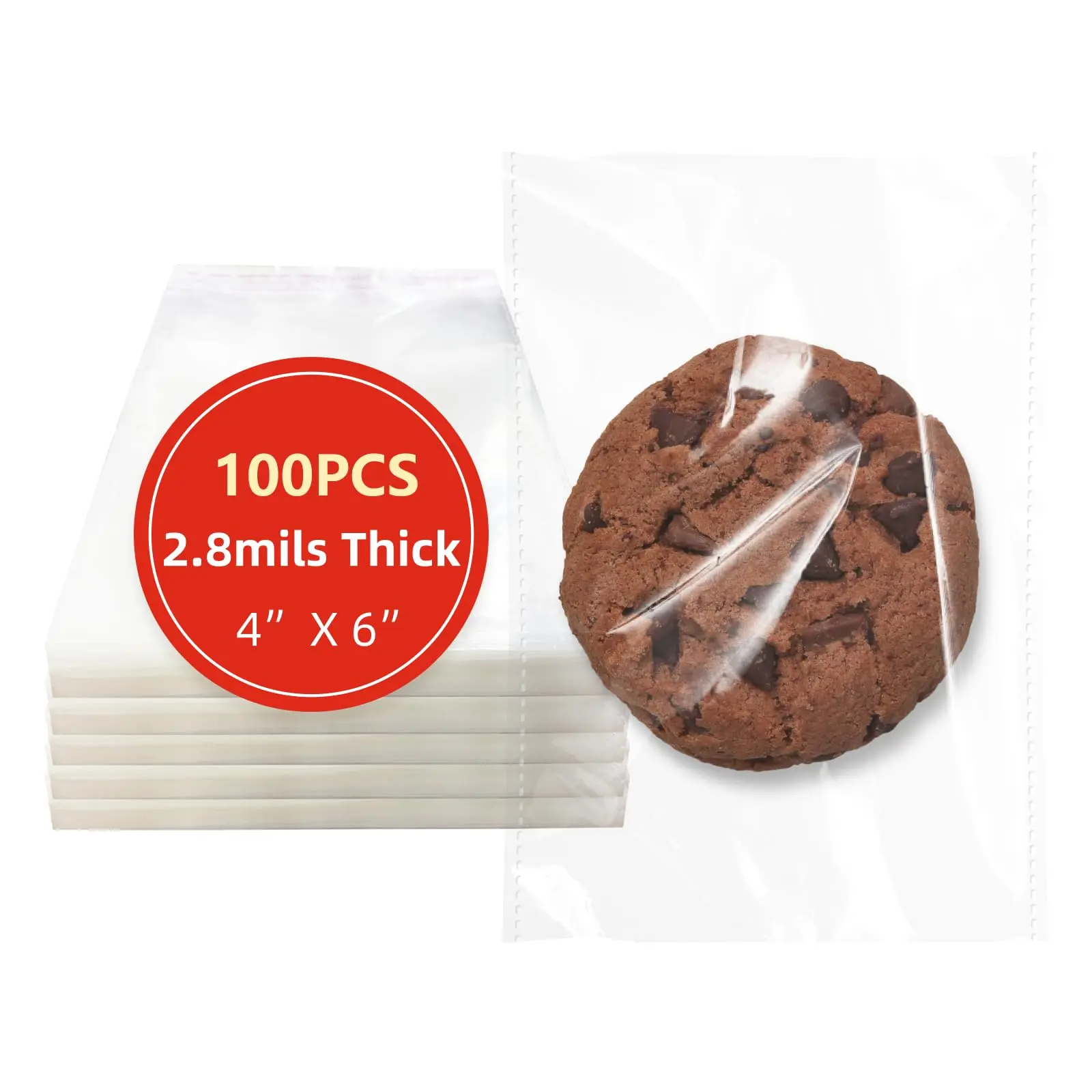 4x6 Inches 100 Pcs Clear Self Sealing Cellophane Bags Cookie Bags Resealable Cellophane Bag for Packaging Cookies,Gifts,Favors, Products,Candy