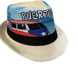 Fedora Hat with Puerto Rico beach bus design/unisex