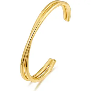 Dainty  Cuff Bracelets for Women Delicate Thin Wire Open Bangle Bracelets Stackable Minimalist Wrist Cuff Bracelets Flexible Adjustable Size