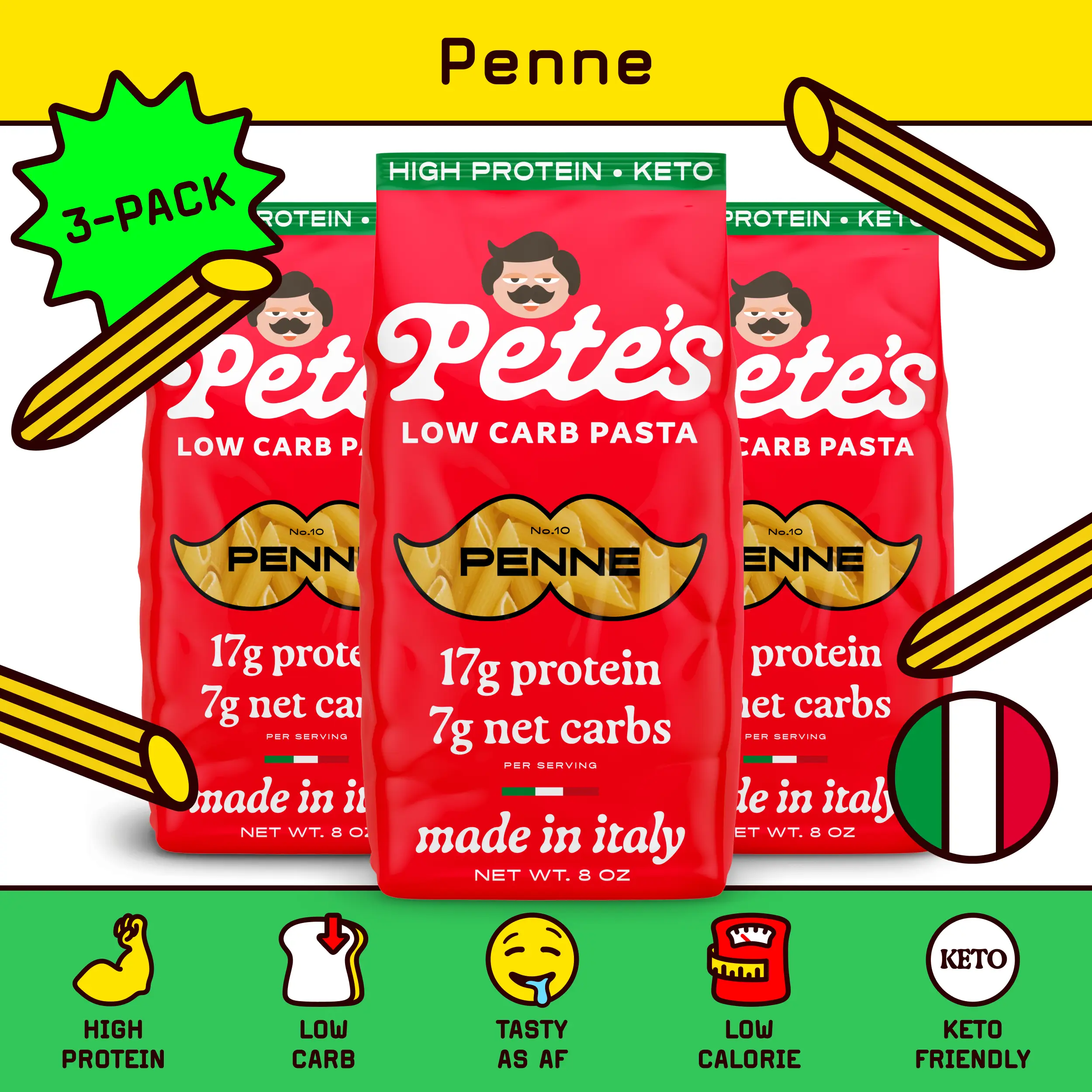 Pete's High Protein, Low Carb Pasta - Spaghetti, Penne, Rotini & More