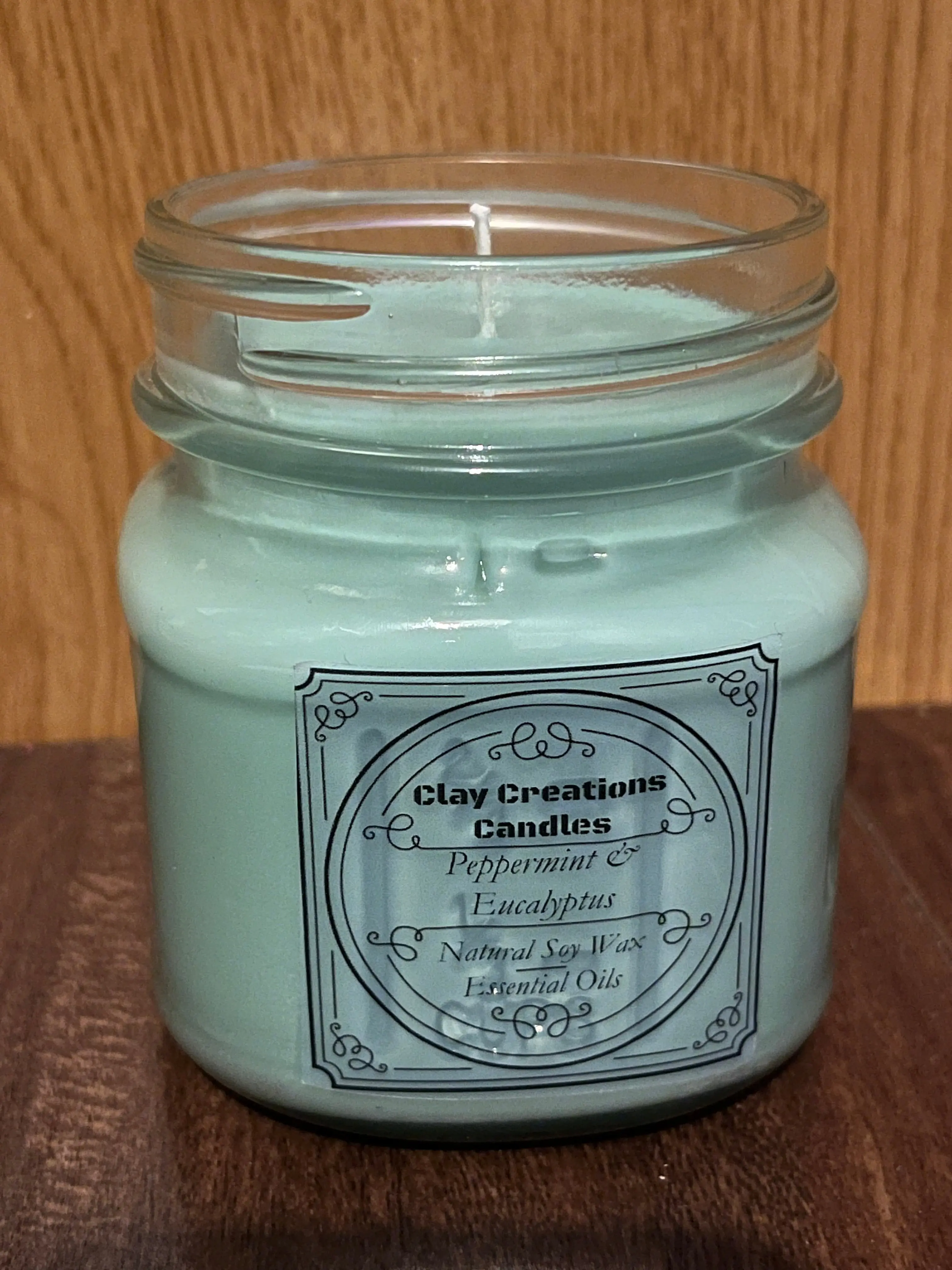 Peppermint & Eucalyptus 8oz Soy Candle- Mason Jar