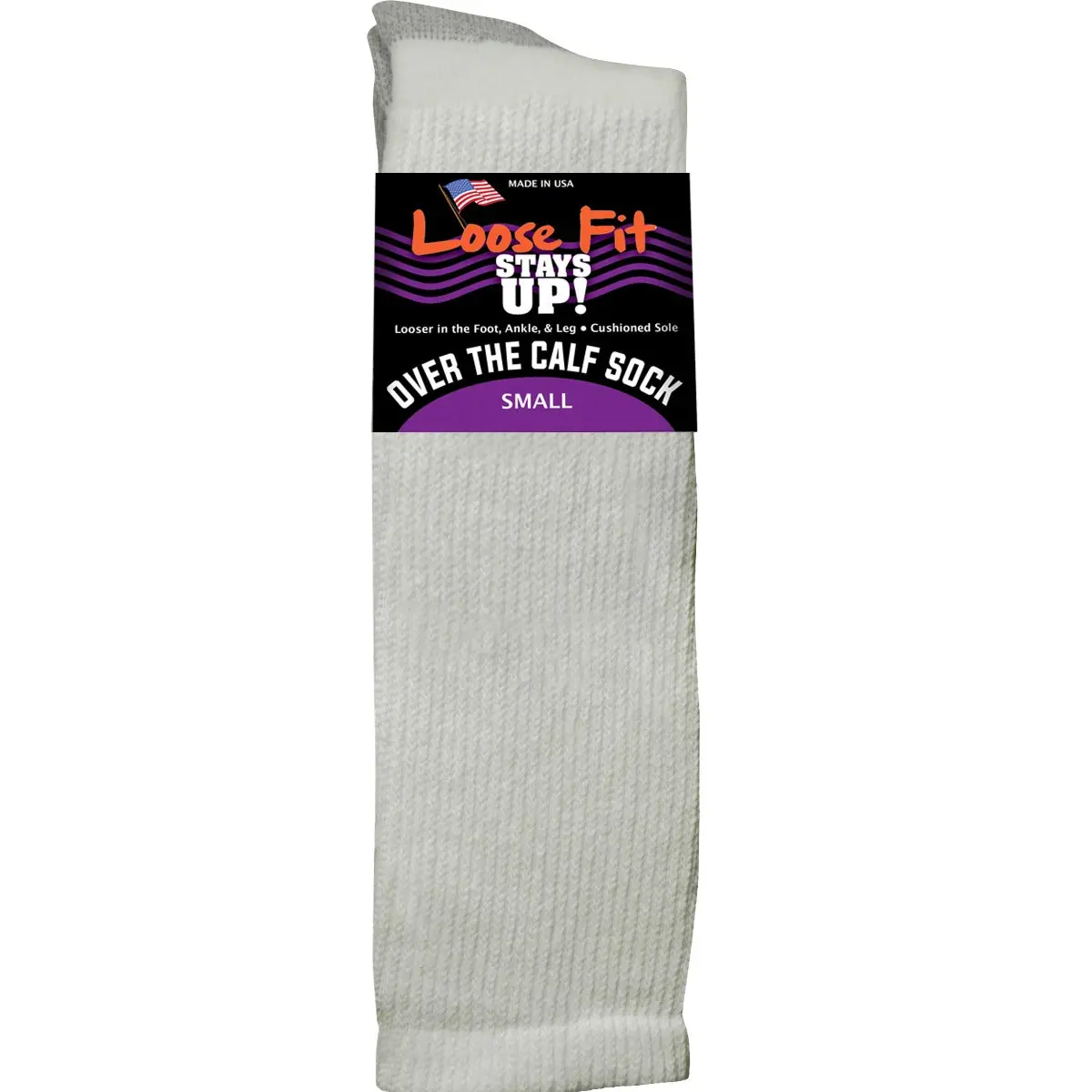 Loose Fit White Over the Calf Socks to EEEEE - Single Pair