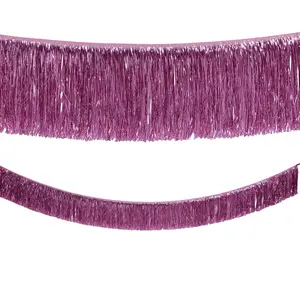 9 Ft. Hot Pink Ready-to-Hang Metallic Tinsel Fringe Garland