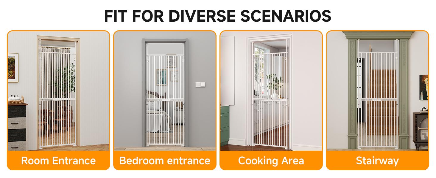 Naudacaa 76" Extra Tall Cat Gate for Doorway, 37.4"-40.5" Adjustable Wide, No Drilling Pressure Mounted Double Doors for Stairs/Hallways/House, 1.25" Narrower Bar Spacing Naudacaa 76" Extra Tall Cat Gate for Doorway, 37.4"-40.5" Adjustable Wide, No Drilling Pressure Mounted Double Doors for Stairs/Hallways/House, 1.25" Narrower Bar Spacing