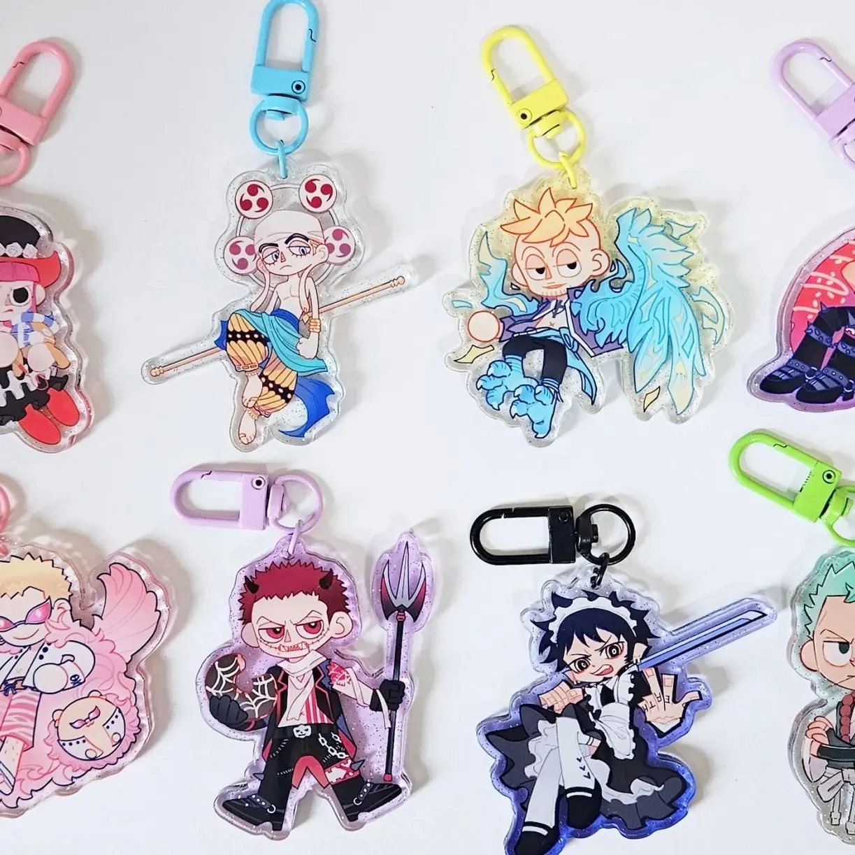 10 Ops Pirates Anime Keychain, Katakuri Bartolomeo Law Doflamingo Enel Perona Marco Zoro