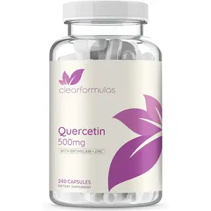 Clear Formulas Quercetin 500mg with Bromelain and Zinc Supplement 240 Capsules Quercetin Dihydrate to Support Immune Health and Cardiovascular