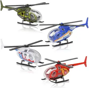 ArtCreativity Diecast Helicopter Toy - Pack of 4 - Police, Fire Engine, EMS, and Military Diecast Toy Choppers with Spinning Propellers, Birthday Party Favors for Boys and Girls