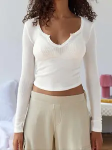 Women's Solid Color Ribbed Slim Fit V-Neck Y2K Long Sleeve Knit Top, Knitwear, Womenswear, Casual Sporty Fashion, Perfect for Layering