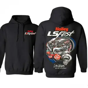 Holley LS Fest West Las Vegas Hoodie, Collector's Edition Turbo Engine Graphic Hoodie, Unisex Car Show Apparel, Vintage Style Pullover for Drag Racing & GM Fans.