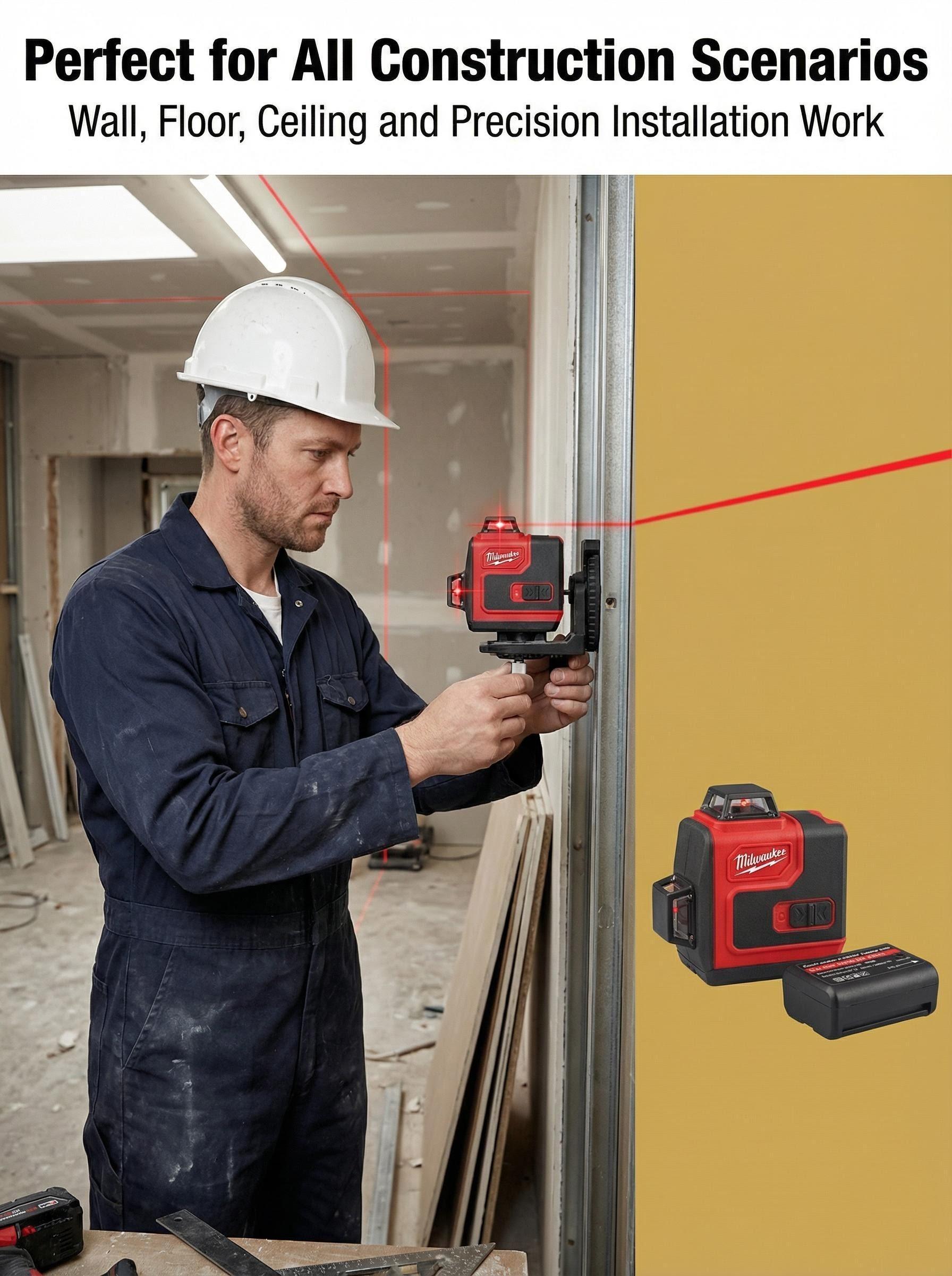 Milwaukee 16-Line Laser Level 12V M12 For Walls Floors And Construction Use