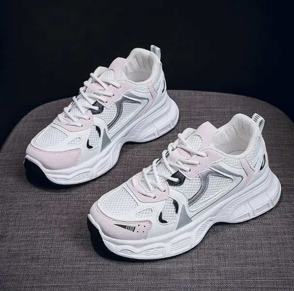 Trendy platform casual shoes featuring mesh upper for great air circulation. Lovely pastel tones match dresses, jeans to create gentle youthful styles easily.