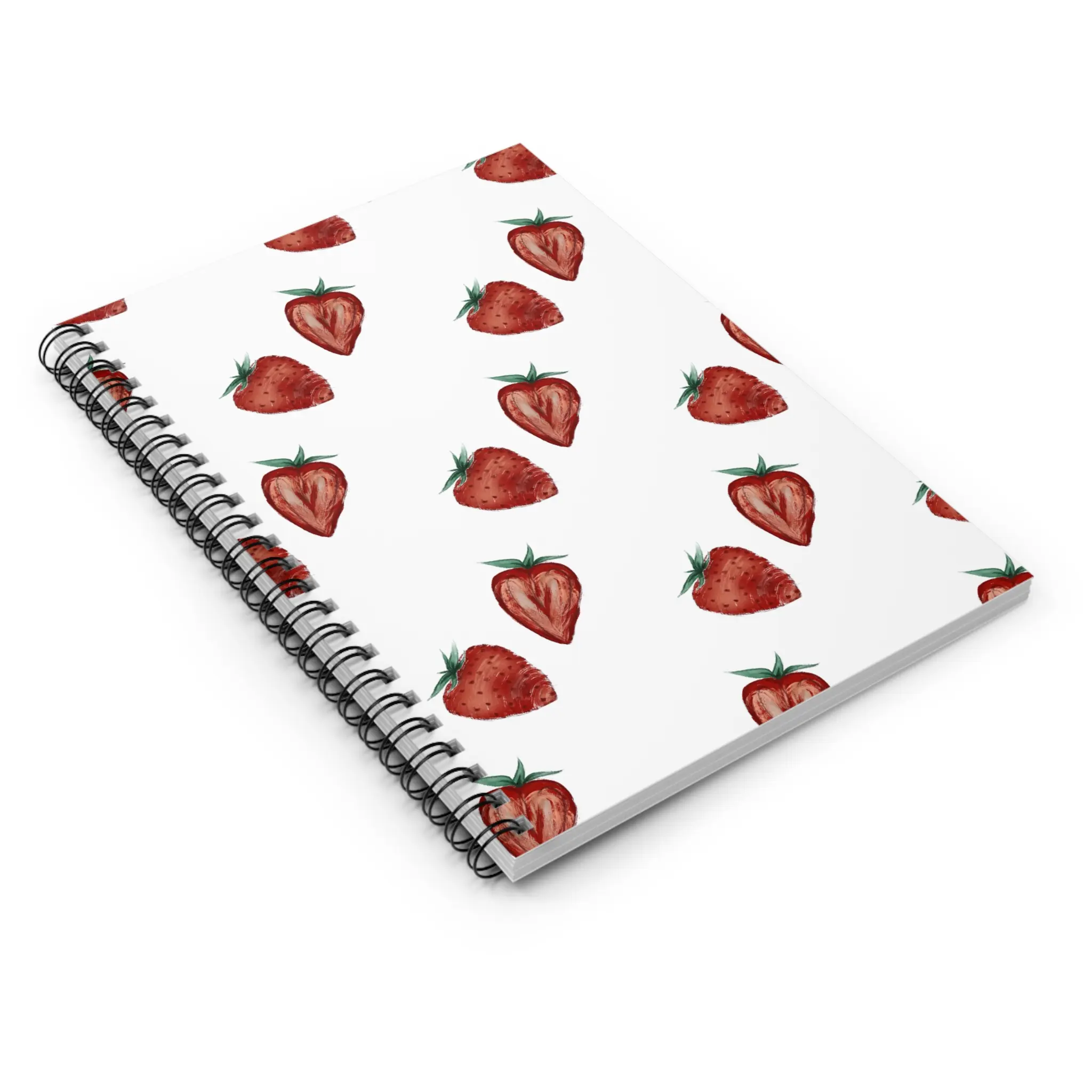 Strawberry Spiral Notebook - Hand Drawn Fruit Ruled Line Journal, Cute Sketchbook, Red Berry Diary, Sweet Fruit Planner, Gift for Students
