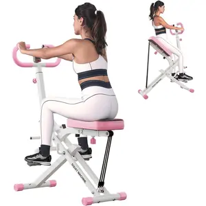 Squat Machines Rowing Machine for , Foldable & Full  Exercise Workout Equipment with Adjustable Resistance Bands for Women, Row and Ride Squat Machine for Glutes and Abs, 330 LBS