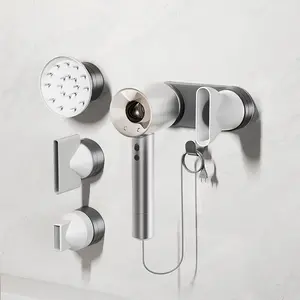 Suction Cup Magnetic Hair Dryer Holder, Wall-Mounted No-Drill Bathroom Rack, Compatible with Dyson Leifeng, Space-Saving Design