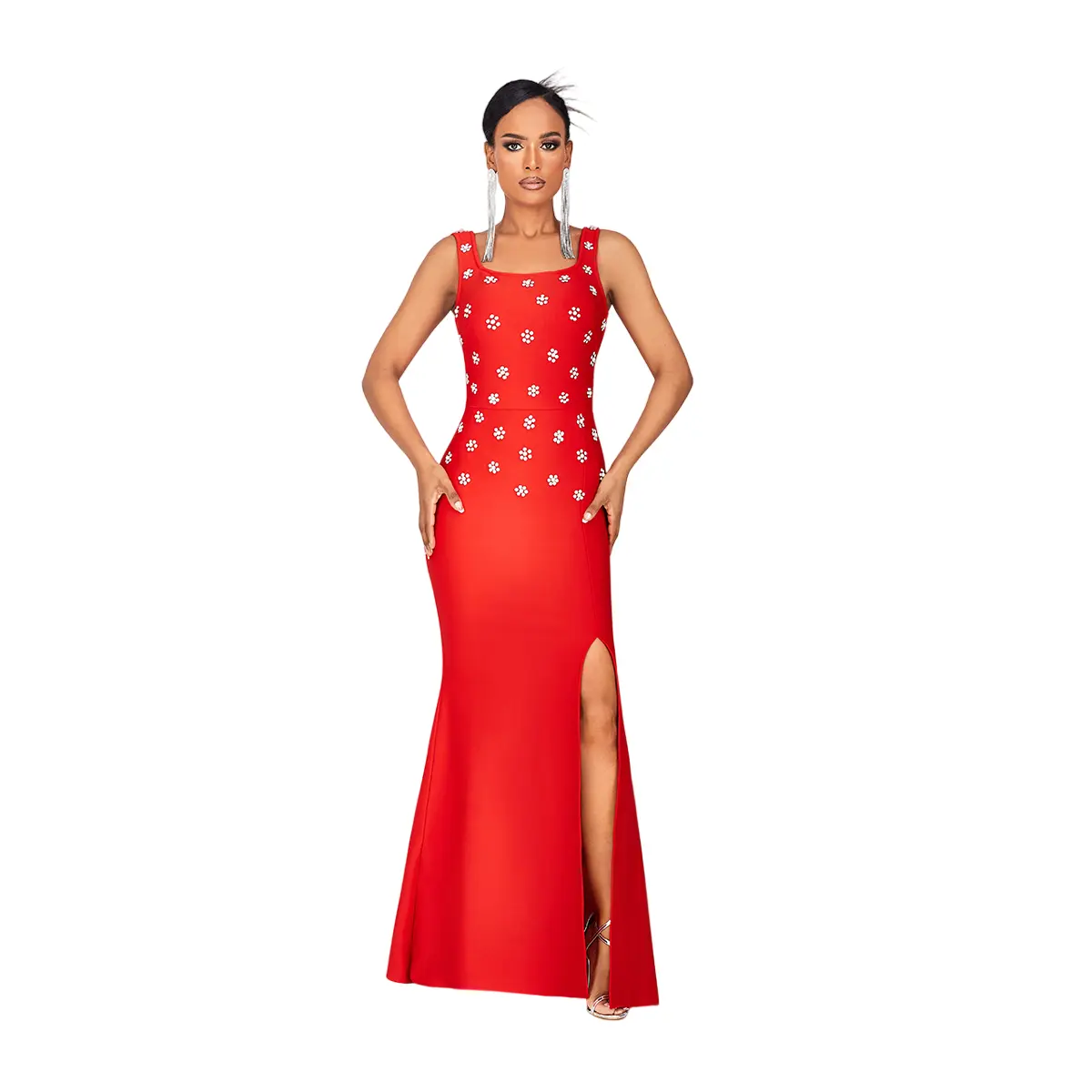 Rhinestone Face Bandage Dress