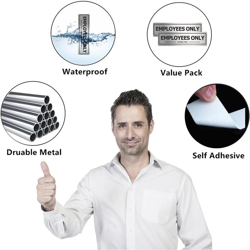 Employees Only Sign - Office Door Signs for Business Store Wall - Aluminum Metal with Self Adhesive