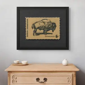 North American Bison Print Unframed, American Buffalo Print, American  Wildlife Poster Art, Stamp Wall Decor, Retro Animal Stamp Print, Retro Mallard Print Stamp