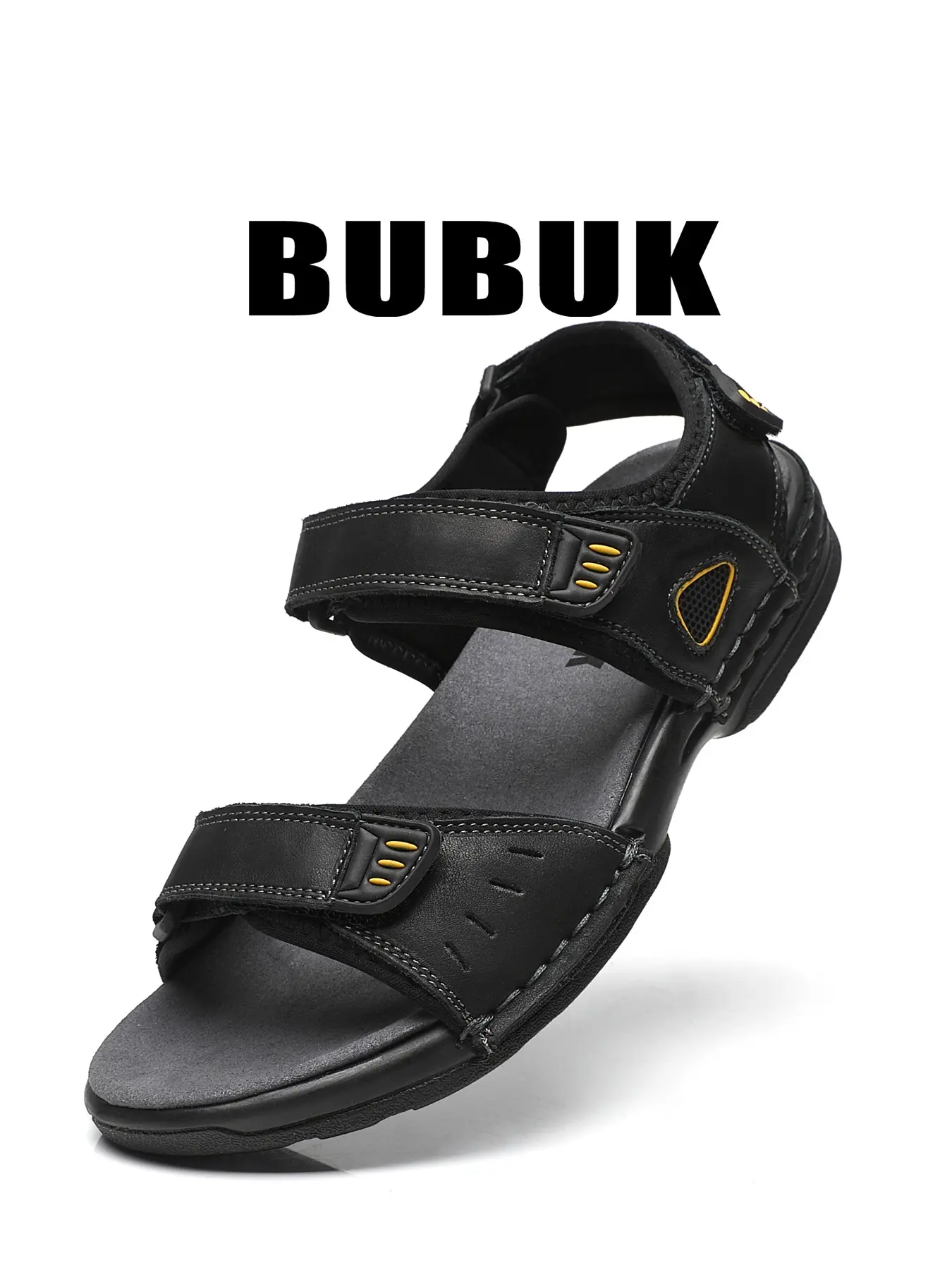 BUBUK Men's Leather Sandals Sports Sandals Arch Support Lightweight Waterproof Outdoor Trekking Sandals Beach Shoes Open Toe Design Ideal for Travel Hiking Summer Outdoor Sandals Sandal Footwear