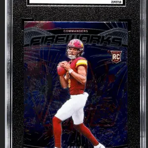 Jayden Daniels 2024 Panini Prizm Fireworks. Graded 10 Mint by SGC. Washington