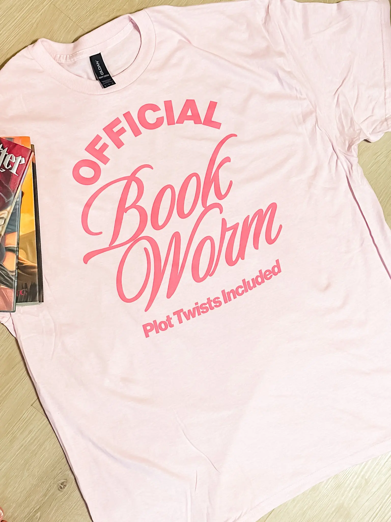 Bookworm Color On Color Graphic Top Bookworm Color On Color Graphic Top